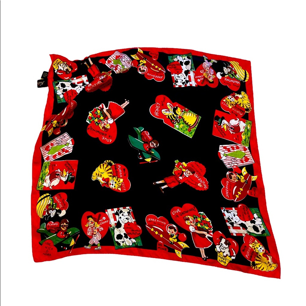 Vintage silk scarf with valentines cards
